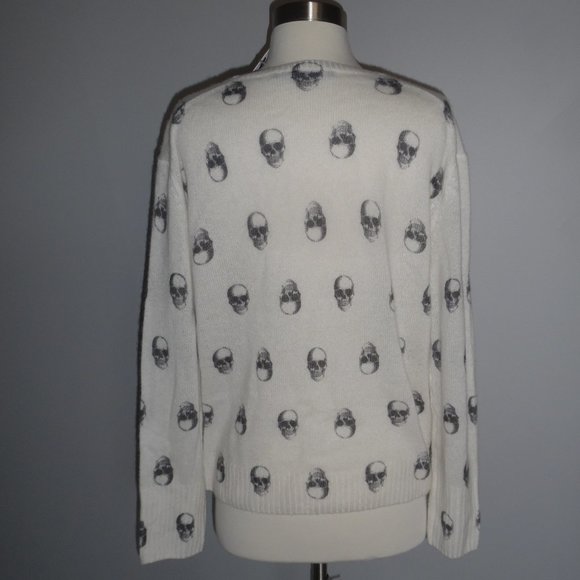 NWT 360 Cashmere Skull Jolie V-neck Chalk Sweater White Cream Small - Picture 7 of 10